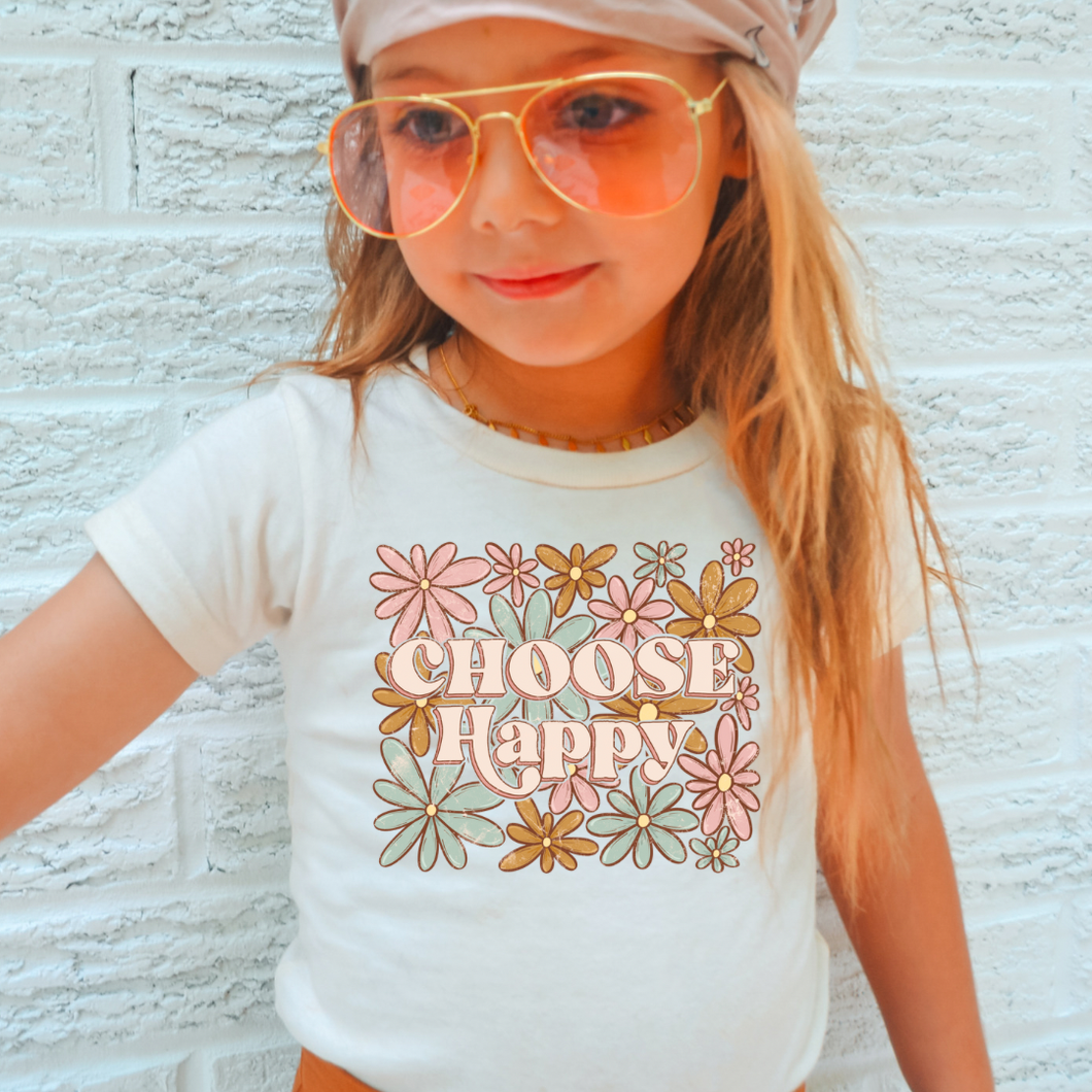 Choose Happy Kids Motivational Graphic Tee