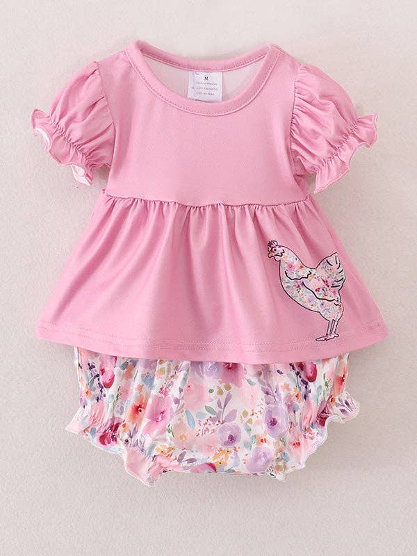 Pink Baby Girls Farm Short Set