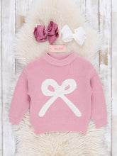 Load image into Gallery viewer, Pink Knit Bow Sweater
